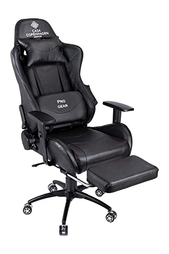 Seg shortcode gaming chair under 15000 Casa Copenhagen R8816.1 Racing, Designed in Denmark,High-Back Italian Leather Gaming Ergonomic Chair with Footrest &with Advanced Mechanism, Luxurious Memory Foam Seating & Multi Function Arm- Black