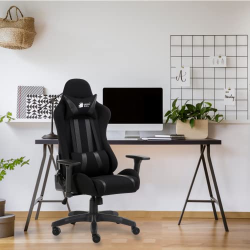 Seg shortcode best gaming chair under 15000 Green Soul Beast Racing Edition Ergonomic Gaming Chair with Premium Fabric & PU Leather, Adjustable Neck & Lumbar Pillow, 3D Adjustable Armrests & Strong Nylon Base (Full Black)