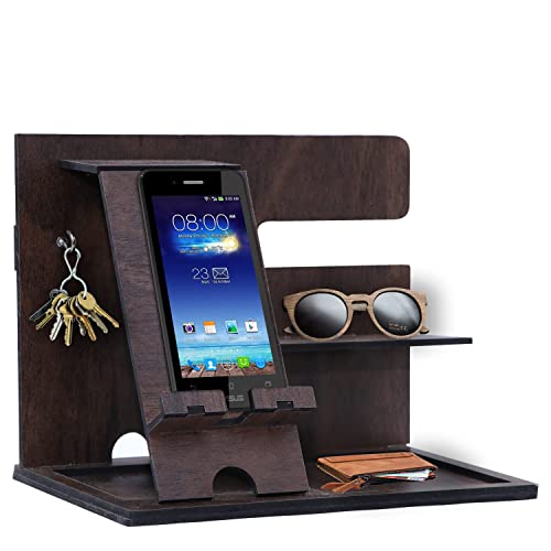 watch for men Rankmath FAQ Classic HTML LEMISH Phone Docking Station Hooks Key Holder Wallet Stand Watch Organizer Plywood Personalized for Men Customized tech Mens Gift for Husband Father Nightstand Graduation Male Idea Gadgets (Brown)