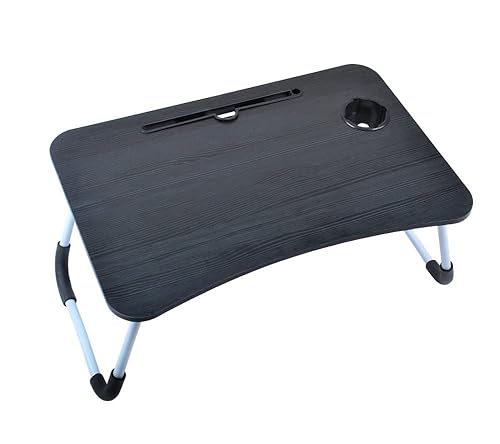 Micro data faq laptop stand MemeHo® Smart Standard Multi-Purpose Laptop Table with Dock Stand/Study Table/Bed Table/Foldable and Portable/Ergonomic & Rounded Edges/Non-Slip Legs/Engineered Wood with Cup Holder (Black)