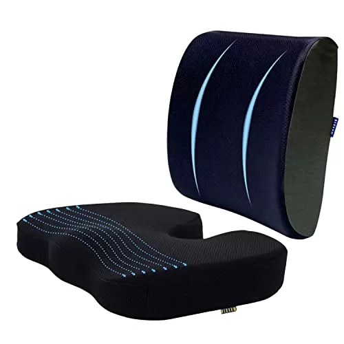 Seg shortcode best gaming chair for back pain BEKVAM Coccyx Seat Cushion With Lumbar Support Pillow || Combo || Memory Foam || Back Support Pillow for Car, Gaming Chair, Tailbone Pain Relief, back support for chair, back rest lumbar pillow, Office chair cushion sitting relieves back pain