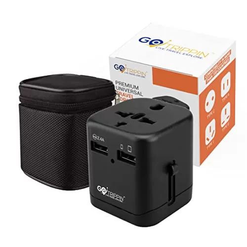 Micro data faq mobile phone GoTrippin Premium Universal Travel Adapter with 5 Year Warranty, Dual USB Charger Ports and Smart Charging (Black), International Worldwide Charger Plug for Phone, Laptop, Mobile, Camera, Tablet