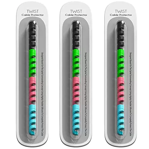 Micro data faq mobile cover Sounce Spiral Charger Cable Protector Data Cable Saver Charging Cord Protective Cable Cover Headphone MacBook Laptop Earphone Cell Phone Set of 3 (Cable Protector (12 Units))