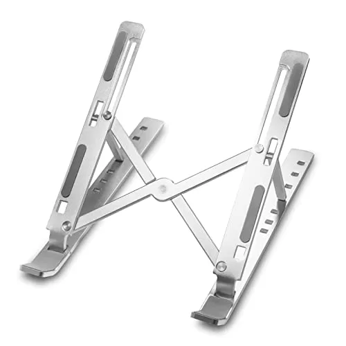 Micro data faq laptop stand SupCares Laptop Stand 7 Height Adjustable, Aluminium, Ventilated, Foldable, Portable Laptop Holder for Desk & Table Mount Upto 15.6 inch Laptop with Carry Pouch (Silver)