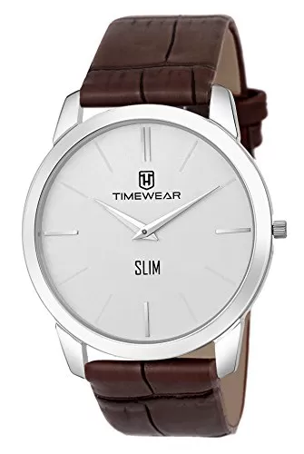 watch for men Rankmath FAQ Classic HTML TIMEWEAR Analog Slim Two Hands Brown Leather Strap Watch for Men