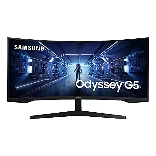 Samsung 34-inches 86.42cm LED Odyssey G5 Ultra WQHD, 165 Hz, 1ms, 1000R Curved Gaming Monitor, HDR10, AMD FreeSync Premium -LC34G55TWWWXXL, Black, 3440 X 1440 (WQHD) pixels