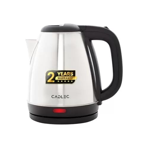 Cadlec Crystal 1.5 Litre Electric Kettle with Stainless Steel Body | Automatic Cut-Off | Cool-Touch Handle & Lid | Multi-Use for Tea, Coffee, Noodles | 1500W | 2-Year Warranty