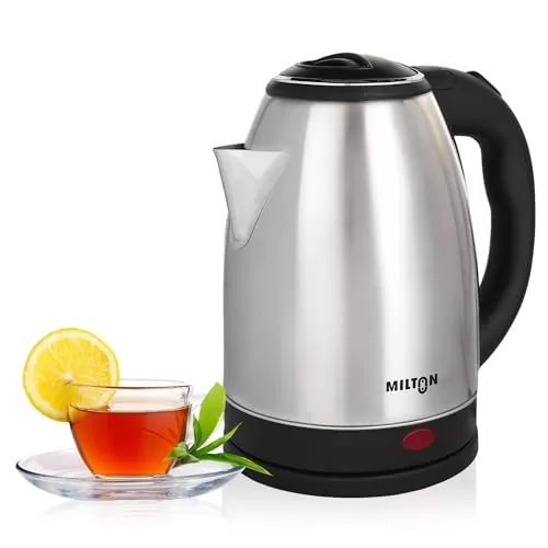 Milton Rapid Electric Kettle 1.8L | 1500 Watts | Stainless Steel Hot Water portable Electric Kettle for Home, Office | Auto Shut-Off with Wide Mouth | Cool-touch Handle and Single-Touch Lid Lock