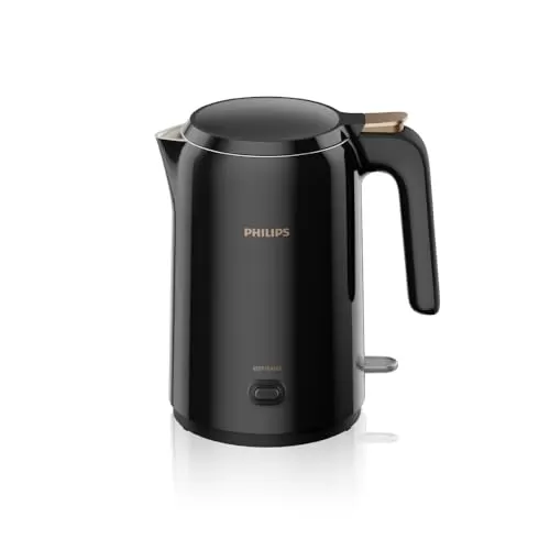 (Refurbished) Philips Double walled electric kettle with Keep Warm function, 1.5L, 1300W, Auto shut off, 2yrs Warranty (HD9378/80)